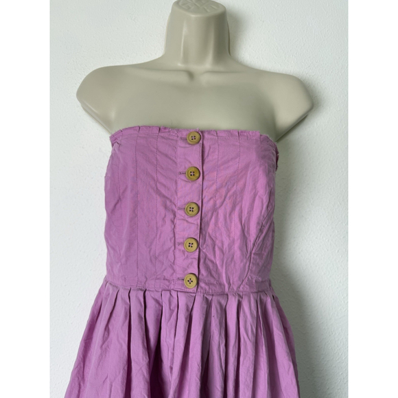 Free People We The Free Lilah Midi Dress Large Hi Low Smocked Pink Purple Boho - Picture 9 of 11